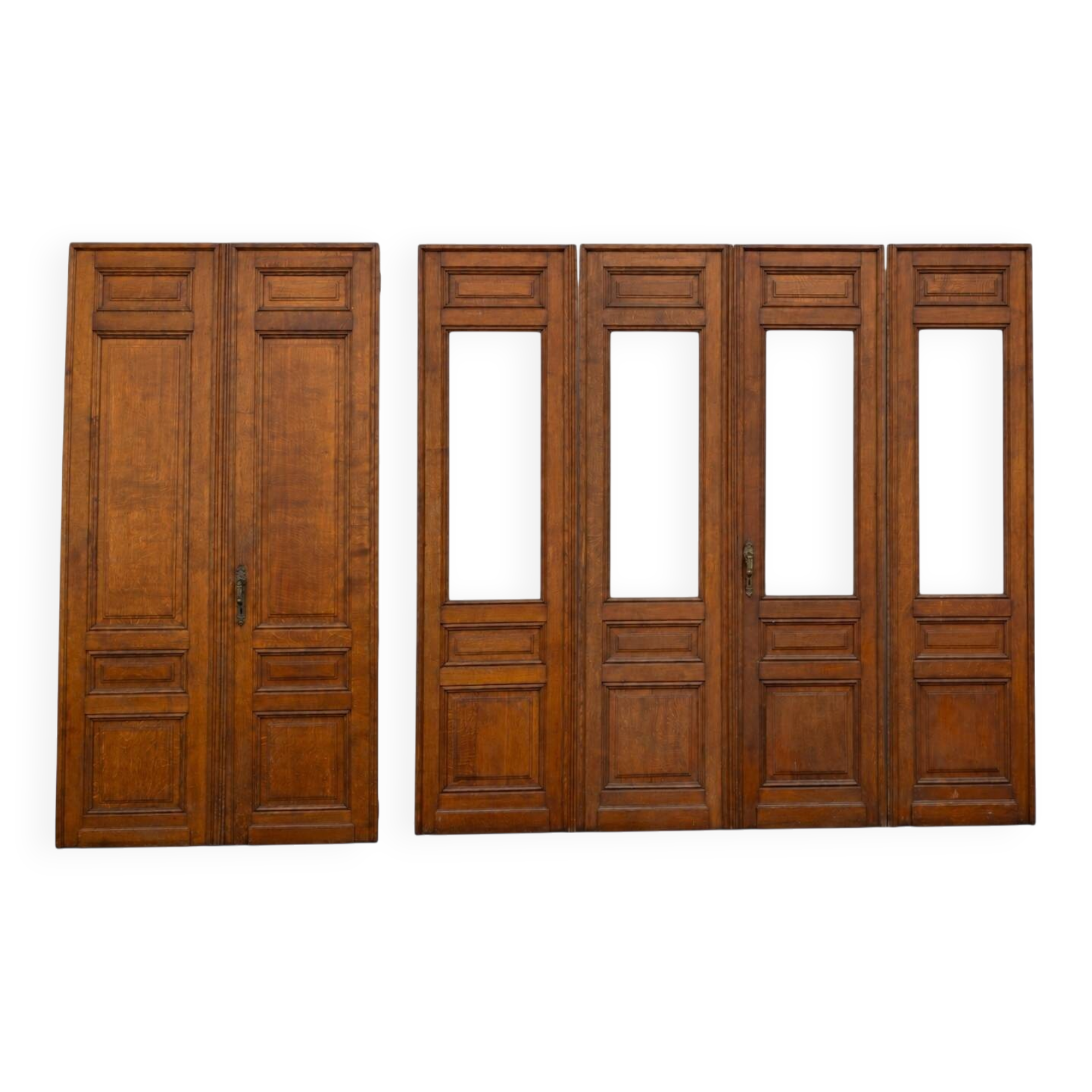 6 solid oak partition doors, 277cm in height (exceptional model)