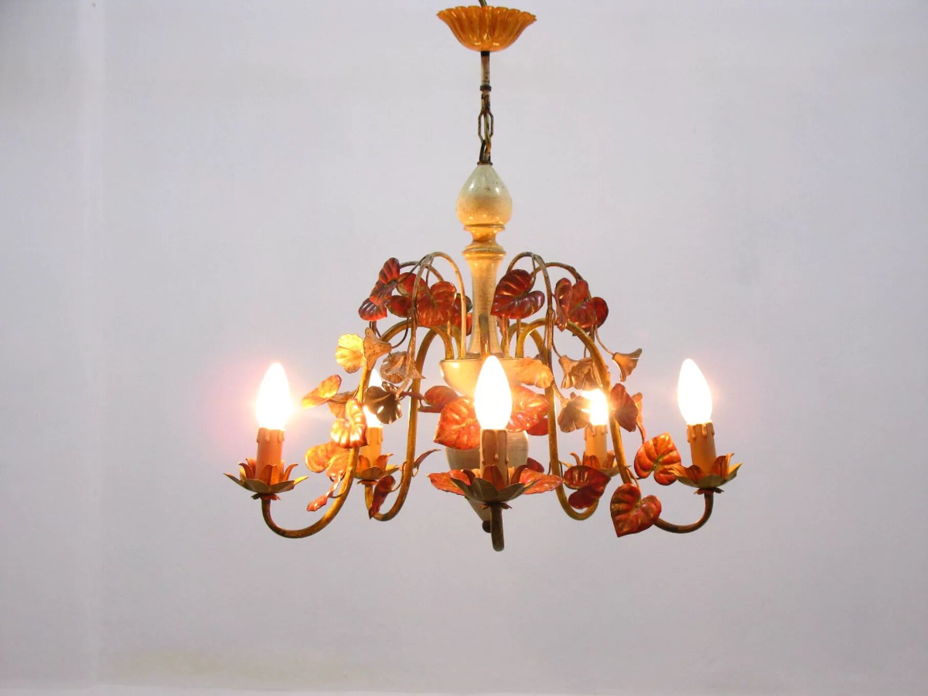 Lustre floral Hollywood Regency, années 1970