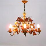 Lustre floral Hollywood Regency, années 1970
