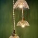 Suspension triple vintage glass chandelier - tableware collection