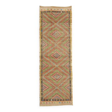 Turkish Handmade Vintage Anatolian Kilim 112 cm x 247 cm