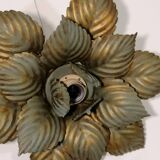Green and gold Masca flower wall or ceiling light - Circa 1970