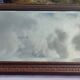Grand miroir ancien biseauté cadre en bois sculpté