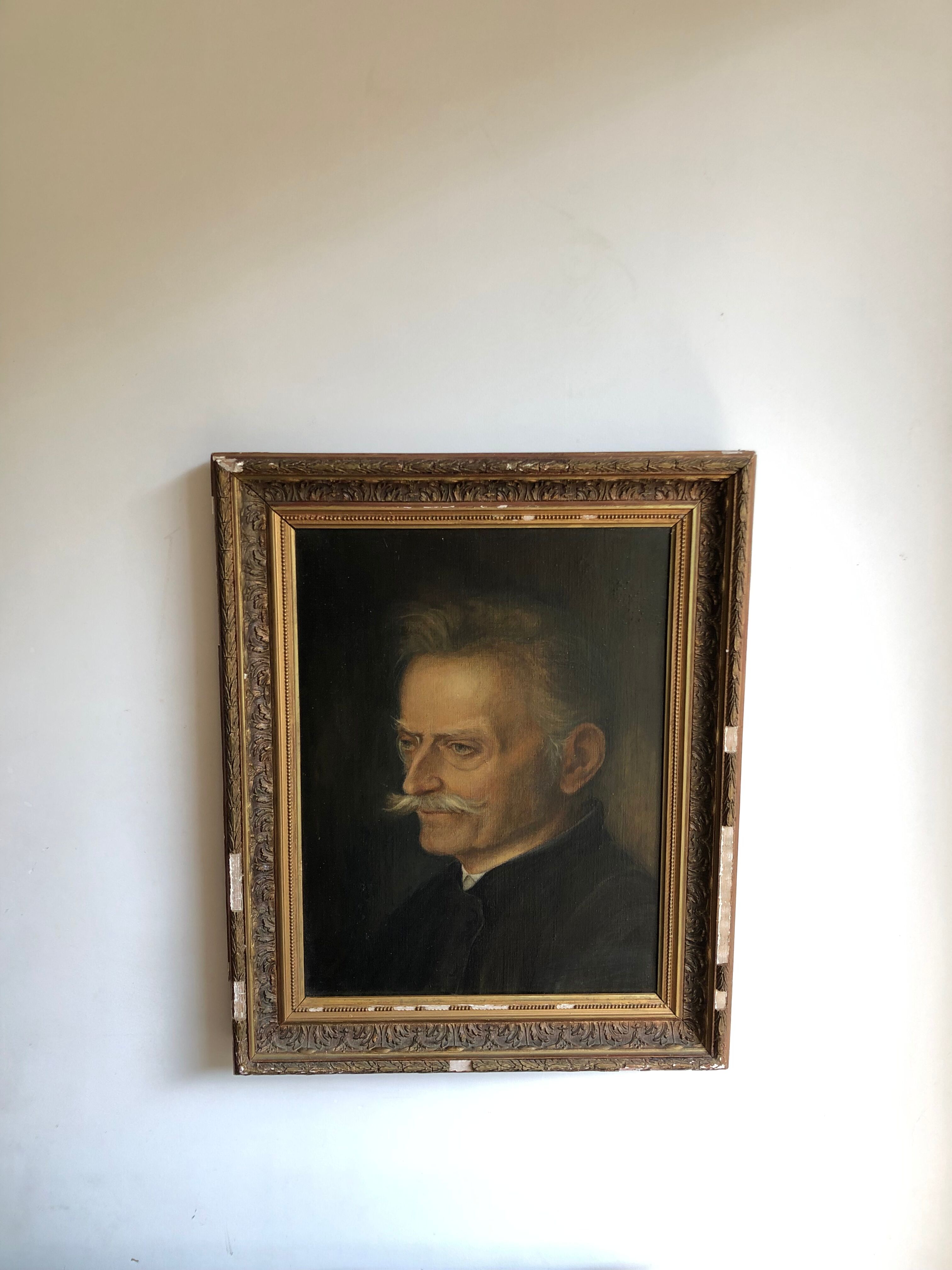Portrait of a man with a mustache oil on canvas
