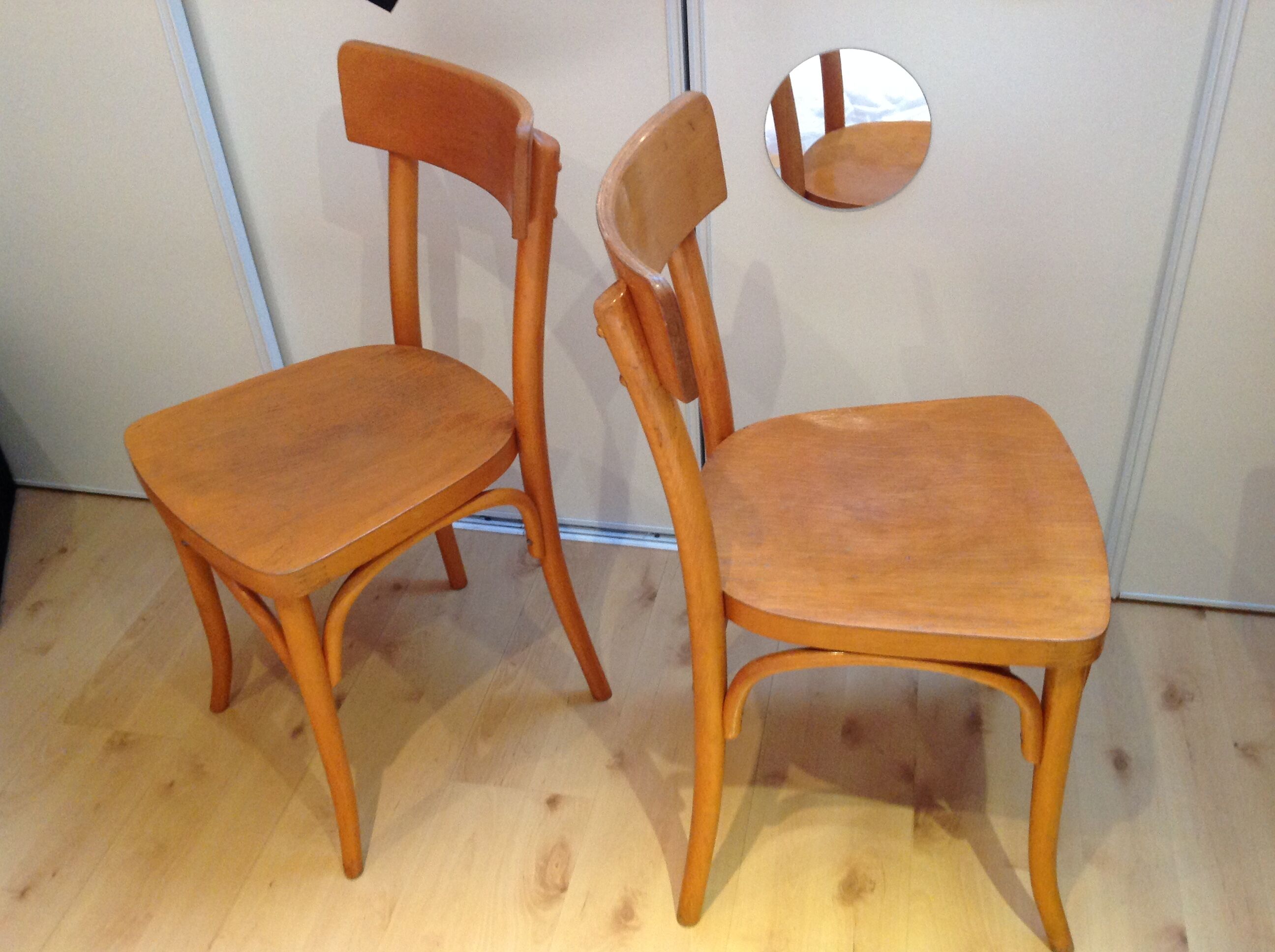 Pair of Thonet bistro chairs, 30-40s