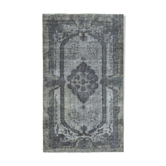 Handmade Distressed Oriental 1980s 154 cm x 266 cm Grey Carpet