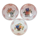 Set of 3 plates Basket Faience of Pornic Bouquets bird