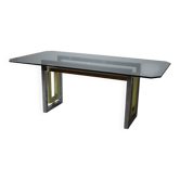 Vintage Chrome and Brass Dining Table by Zevi, Italy, 1970s