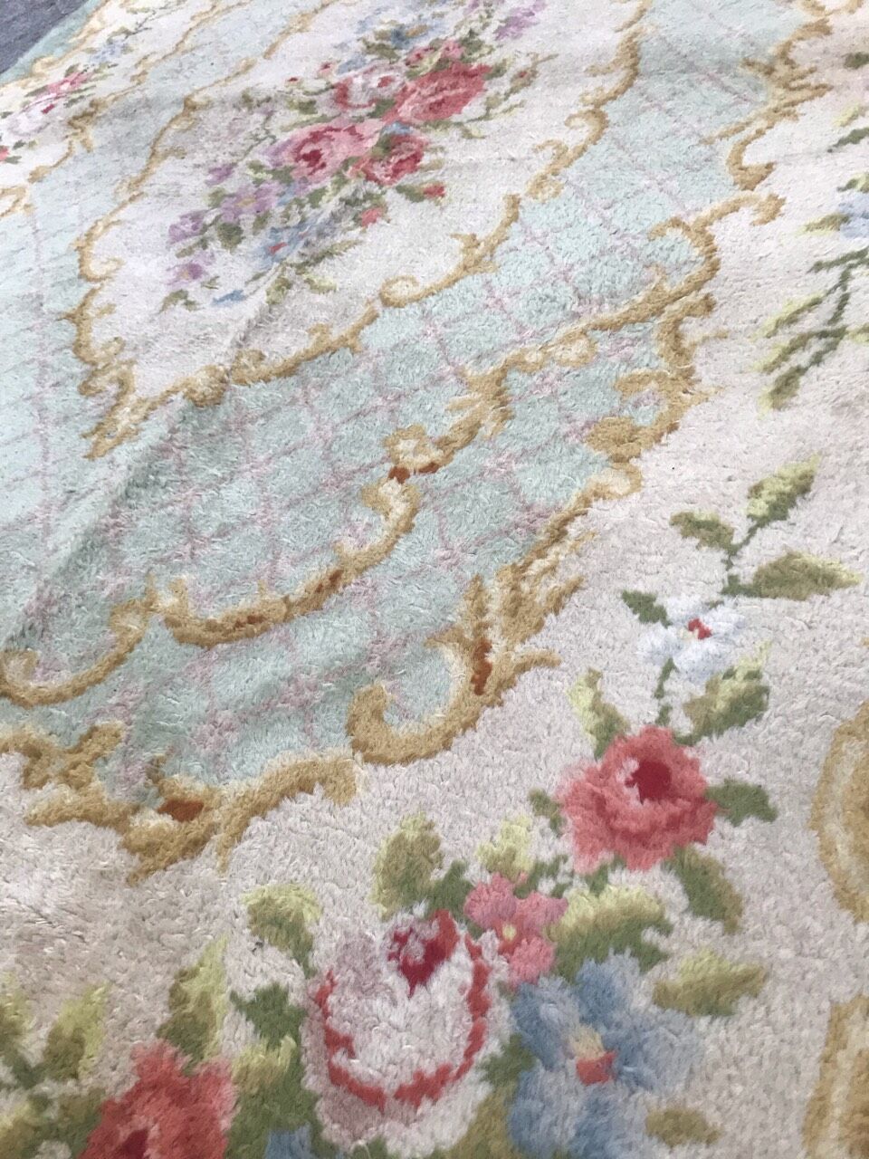 French carpet savonnerie Aubusson handmade 140x202 cm