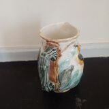 Wasmuel style slip pitcher heron decoration
