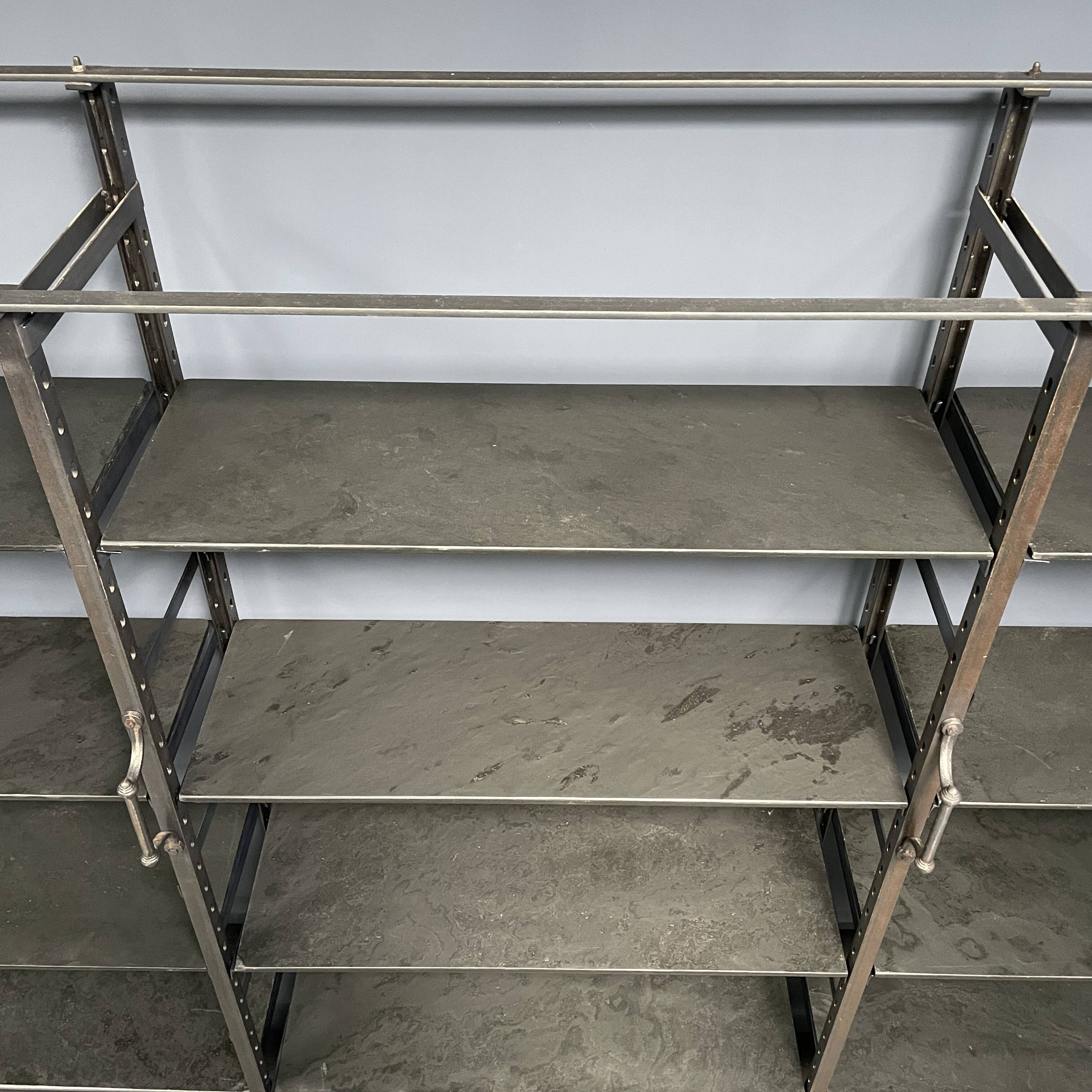 Industrial Iron Library Wall Shelving Cabinet