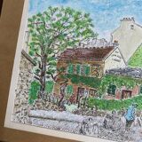 Vintage Montmartre watercolor