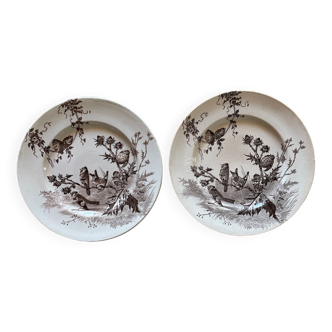 Set of 2 Creil and Montereau dessert plates