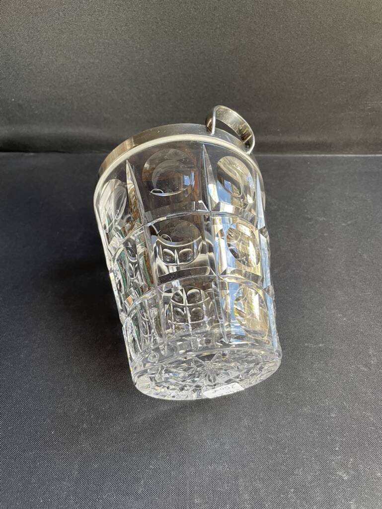Seau à Glace Ancien En Cristal Et Argent 925 - Gebrüder Deyhle, Fabrication 1920-1949