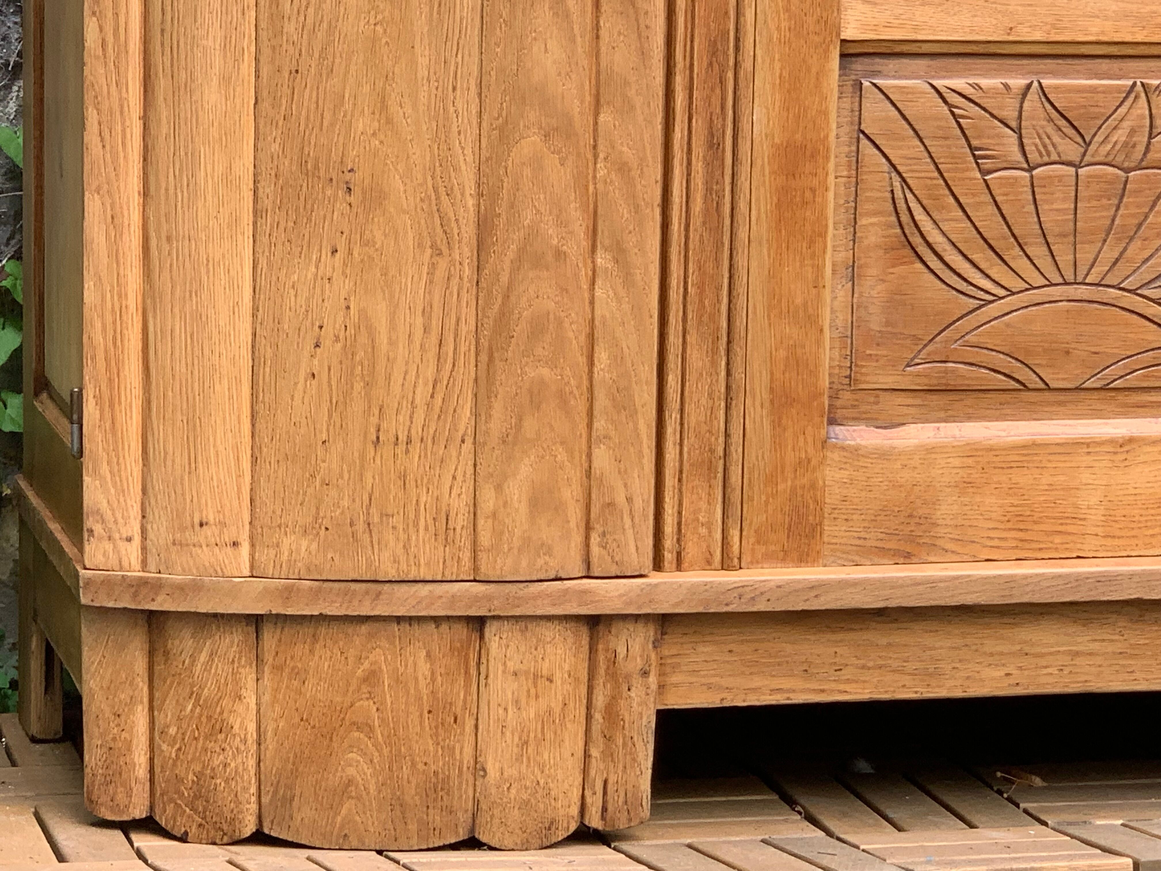 Parisian art deco wardrobe solid raw oak 1930