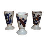 Set of 3 mazagrans in glazed sandstone floral decoration
