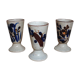 Set of 3 mazagrans in glazed sandstone floral decoration