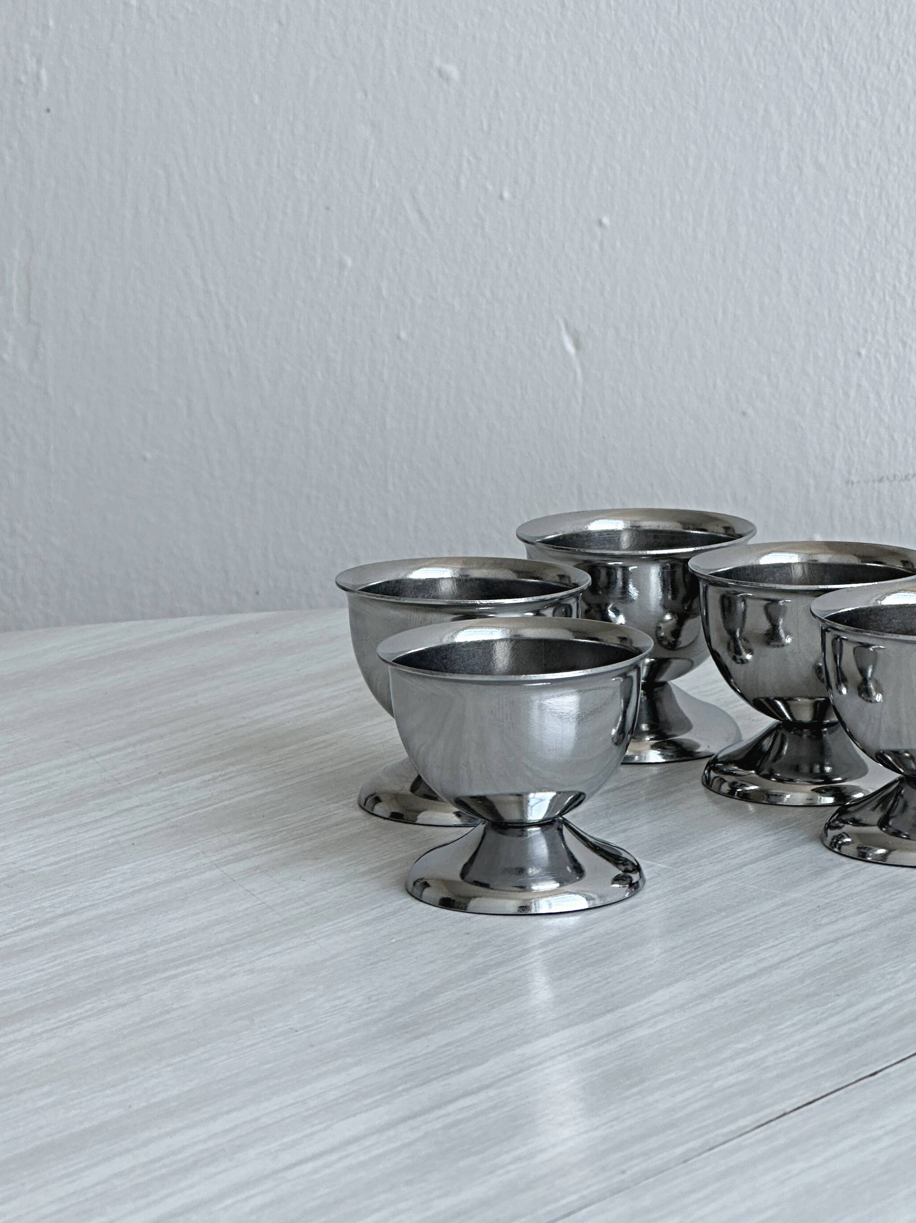 Lot de 5 coquetiers vintage en inox
