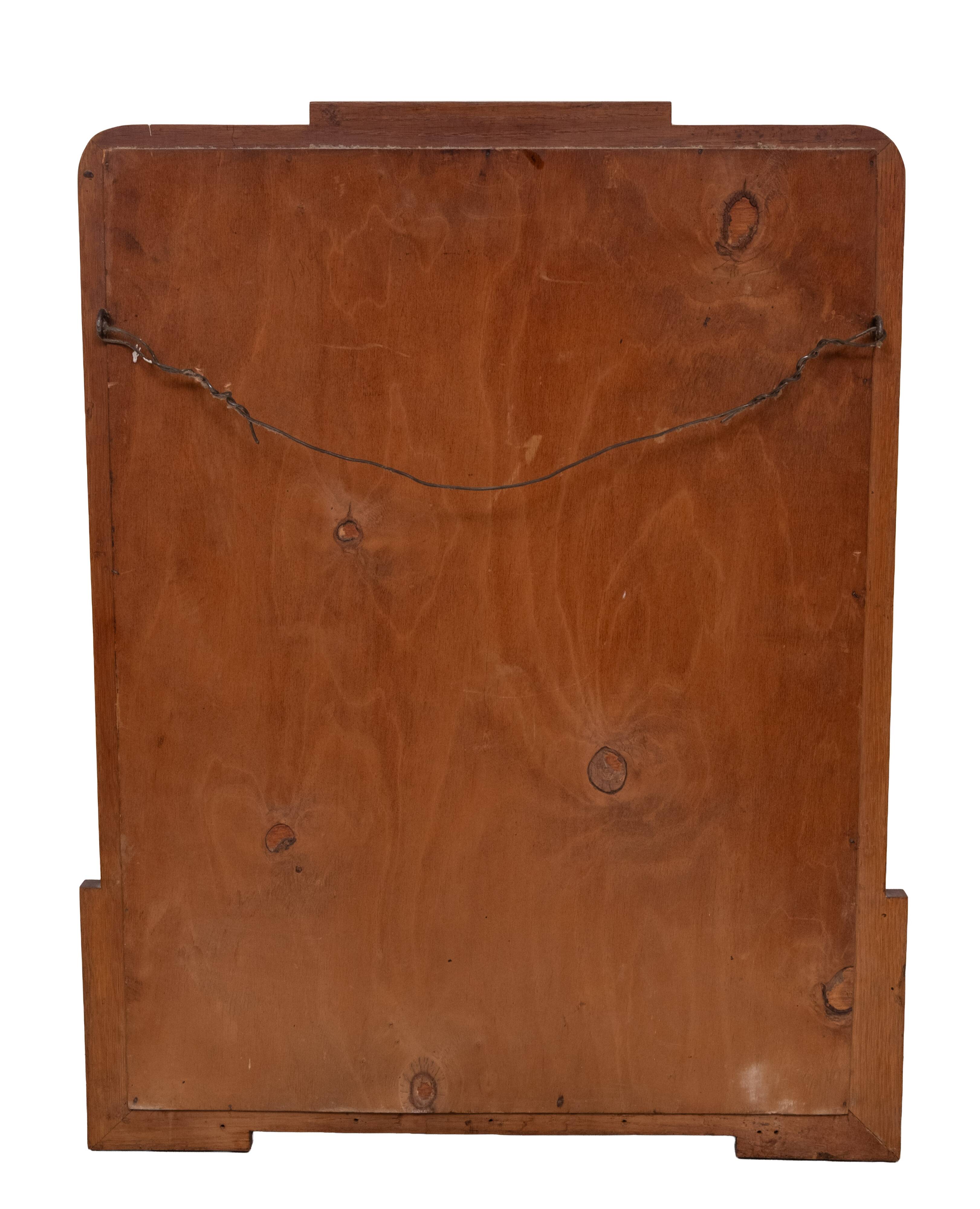 Dutch Art Deco Wall Mirror, Oak Frame, Amsterdamse School, 1920s