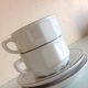 Two white cups with saucers by Apilco vintage 60-70s