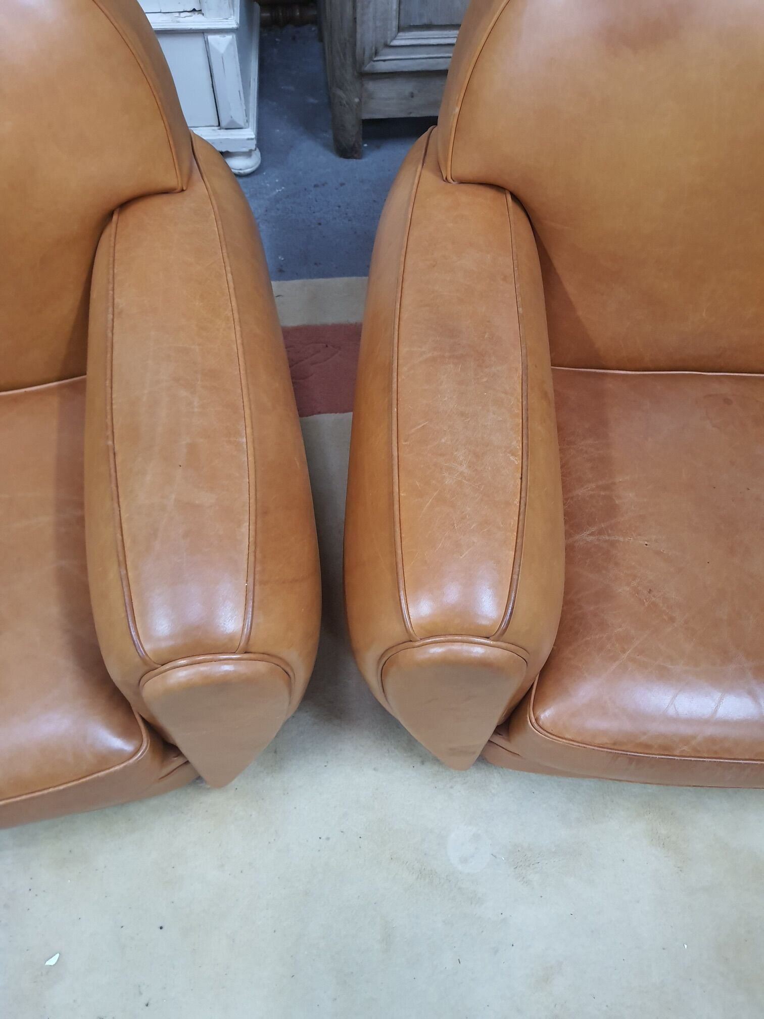 Pair of leather club chairs