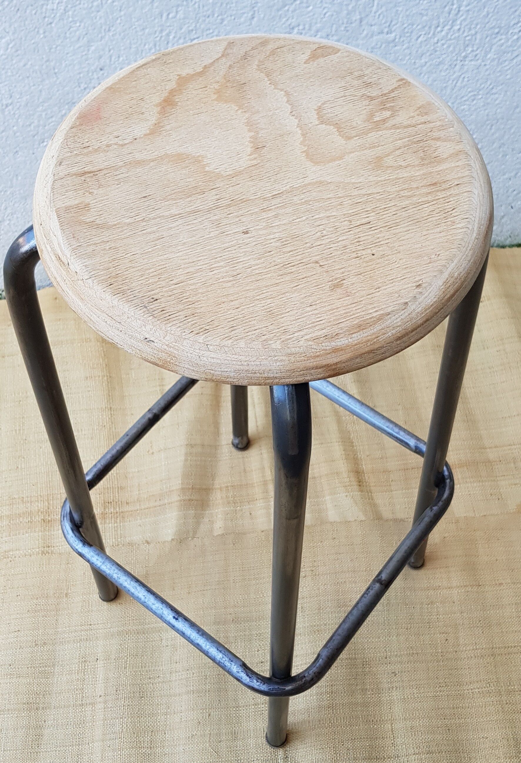 High wood and metal stool