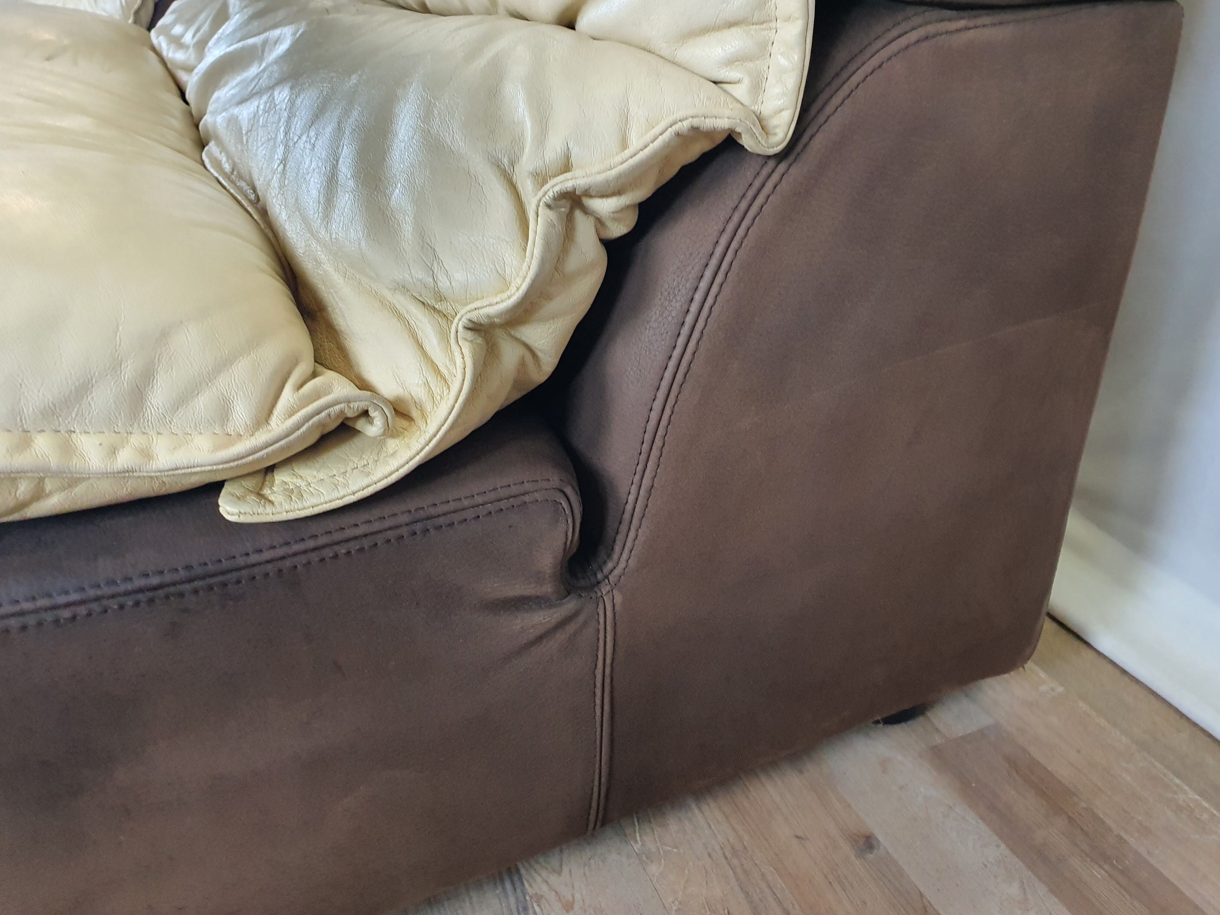 Modular sofa in leather and suede