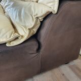 Modular sofa in leather and suede