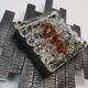 mid century brutalist style wrought iron and glass WALL LAMP sconce 060/70s