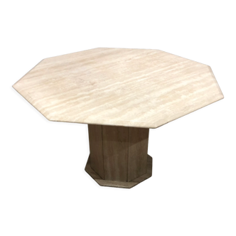 Octagonal travertine dining table "laye"