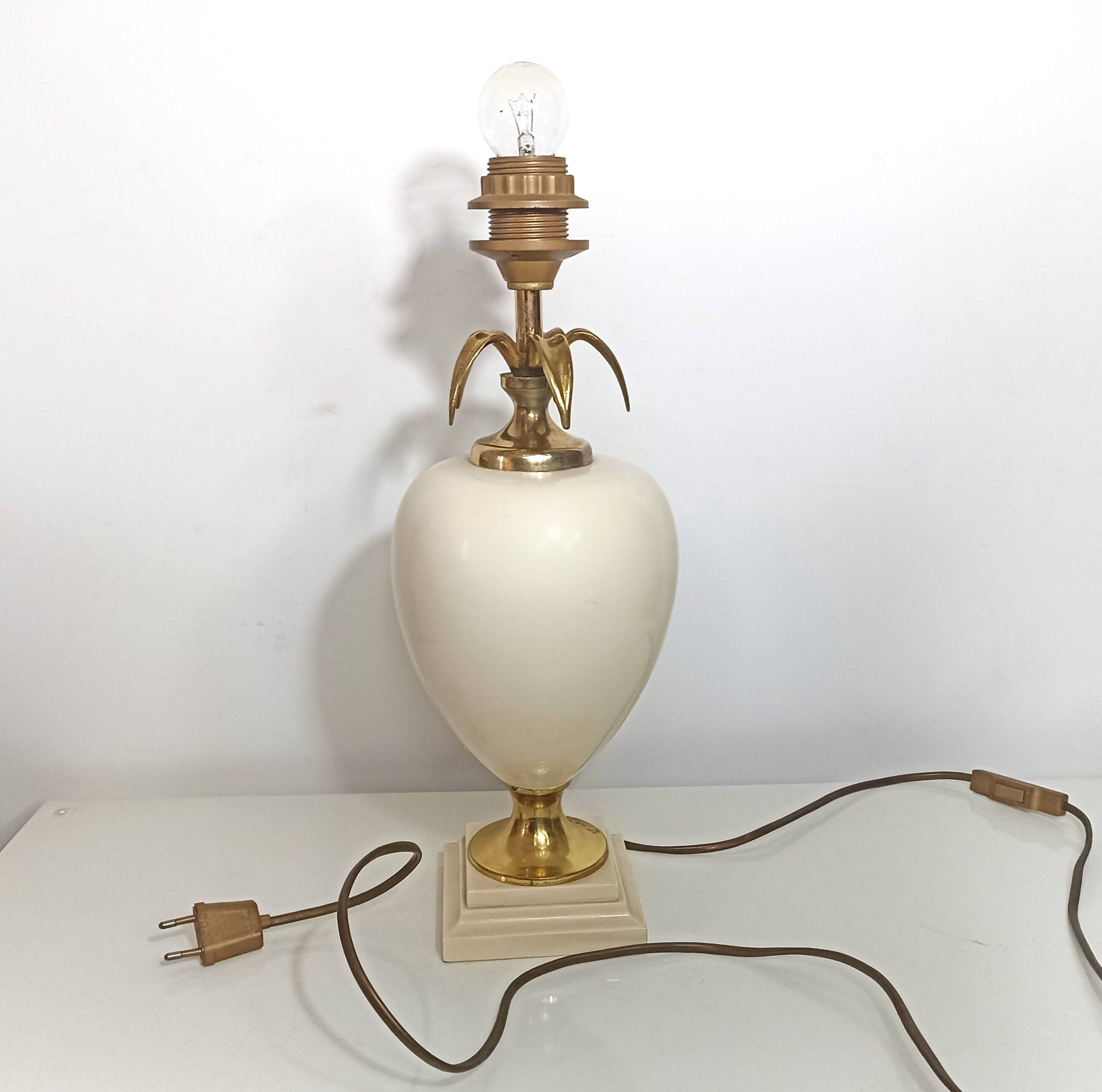 Large pineapple, palm tree, vintage egg lamp base