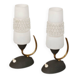 Mid-Century 60s lamp set – brass, glass, vintage design