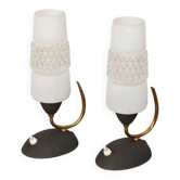 Mid-Century 60s lamp set – brass, glass, vintage design