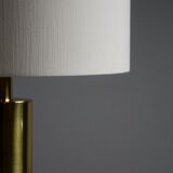 Italian Late 1960s Brass Table Lamp with Ivory Colored Shade