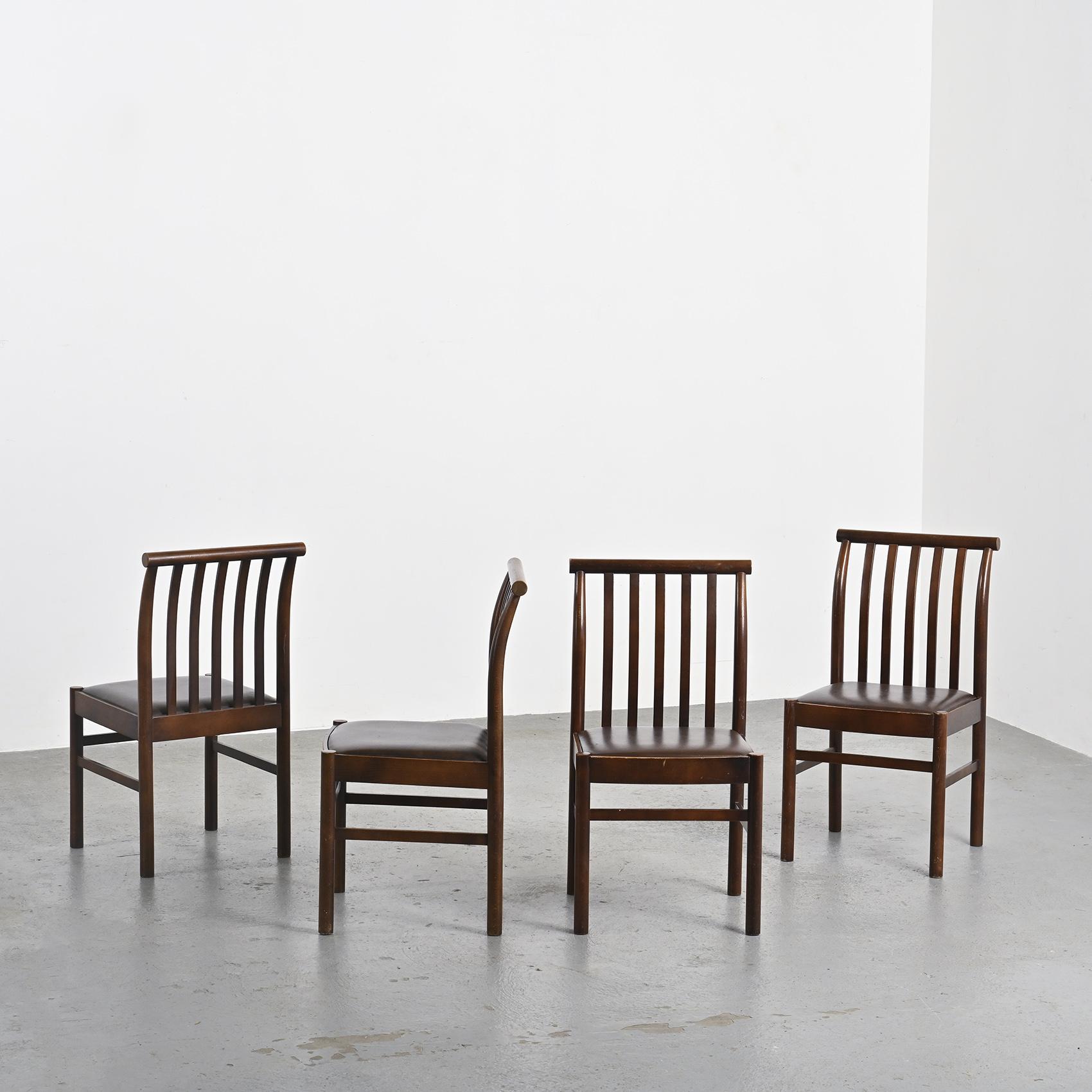 Suite of 4 chairs by Isamu Kenmochi, Akita Mokko, Japan 1970