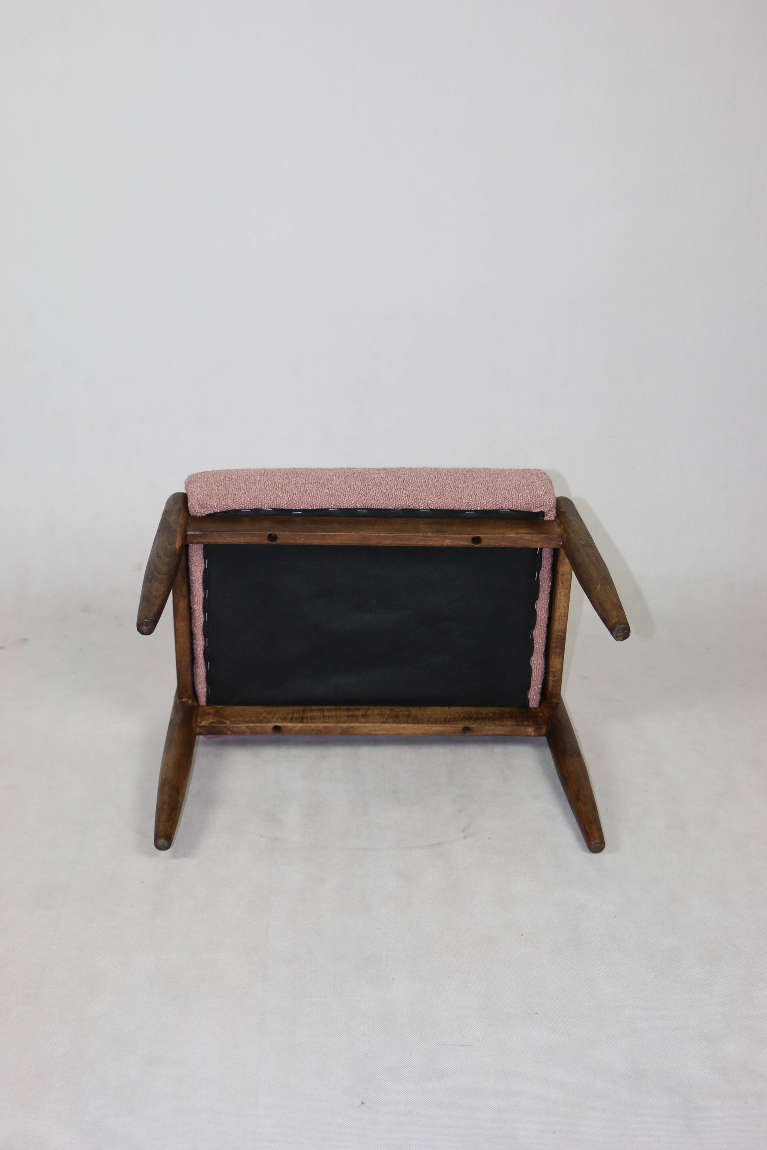 Vintage pink boucle Stool by Homa, 1970s