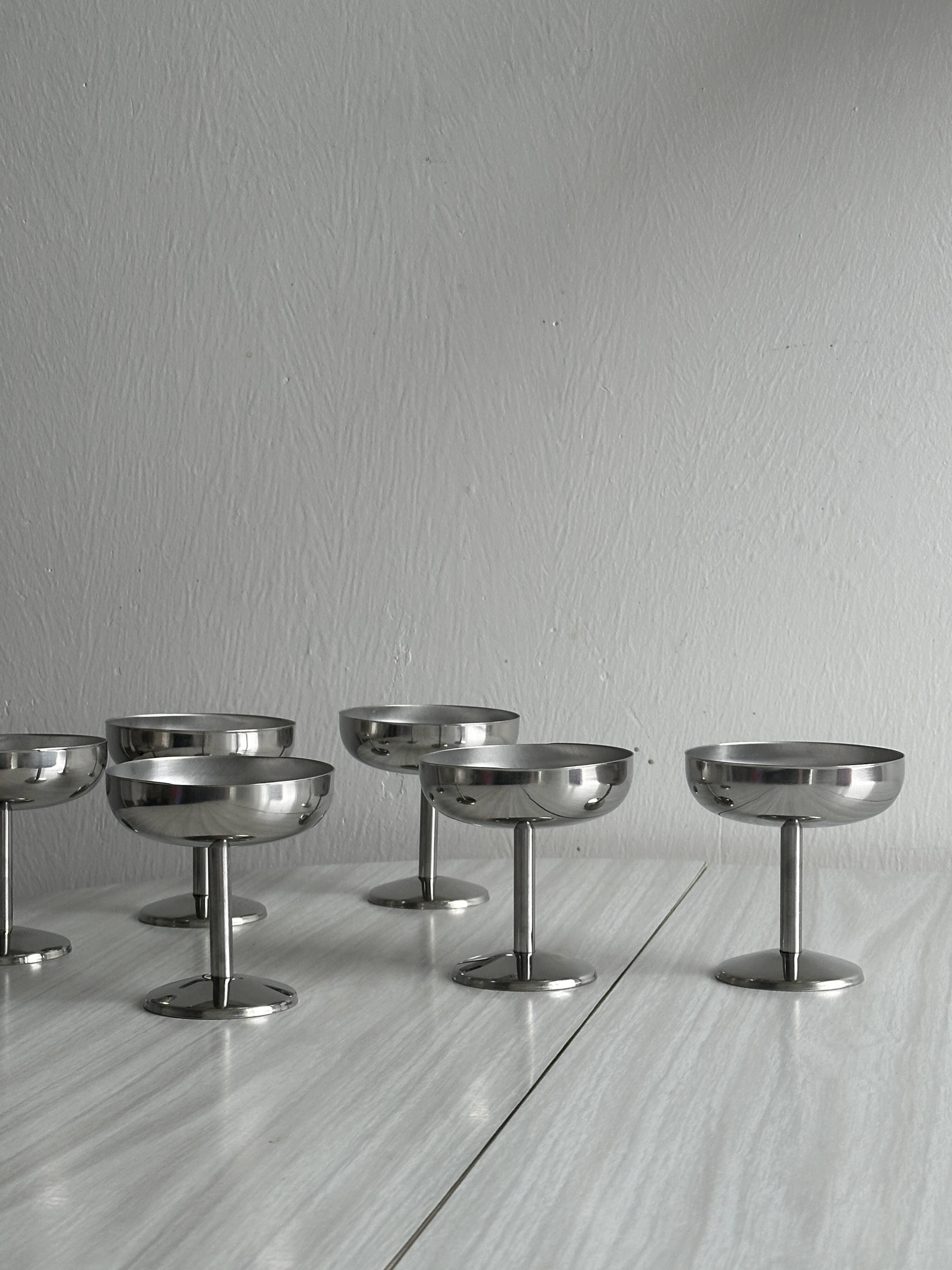 6 stainless steel footed bowls, Letang Remy style