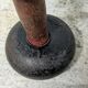 Pair of vintage cast iron and wood dumbbells