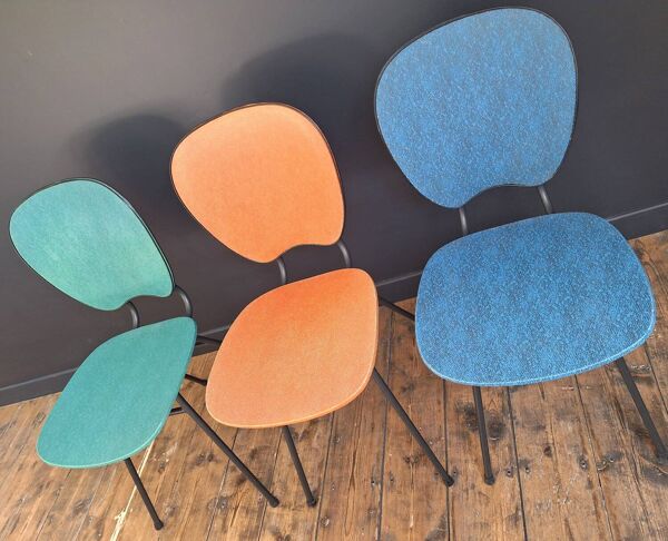 Trio de chaises vintage, meubles sièges anciens design