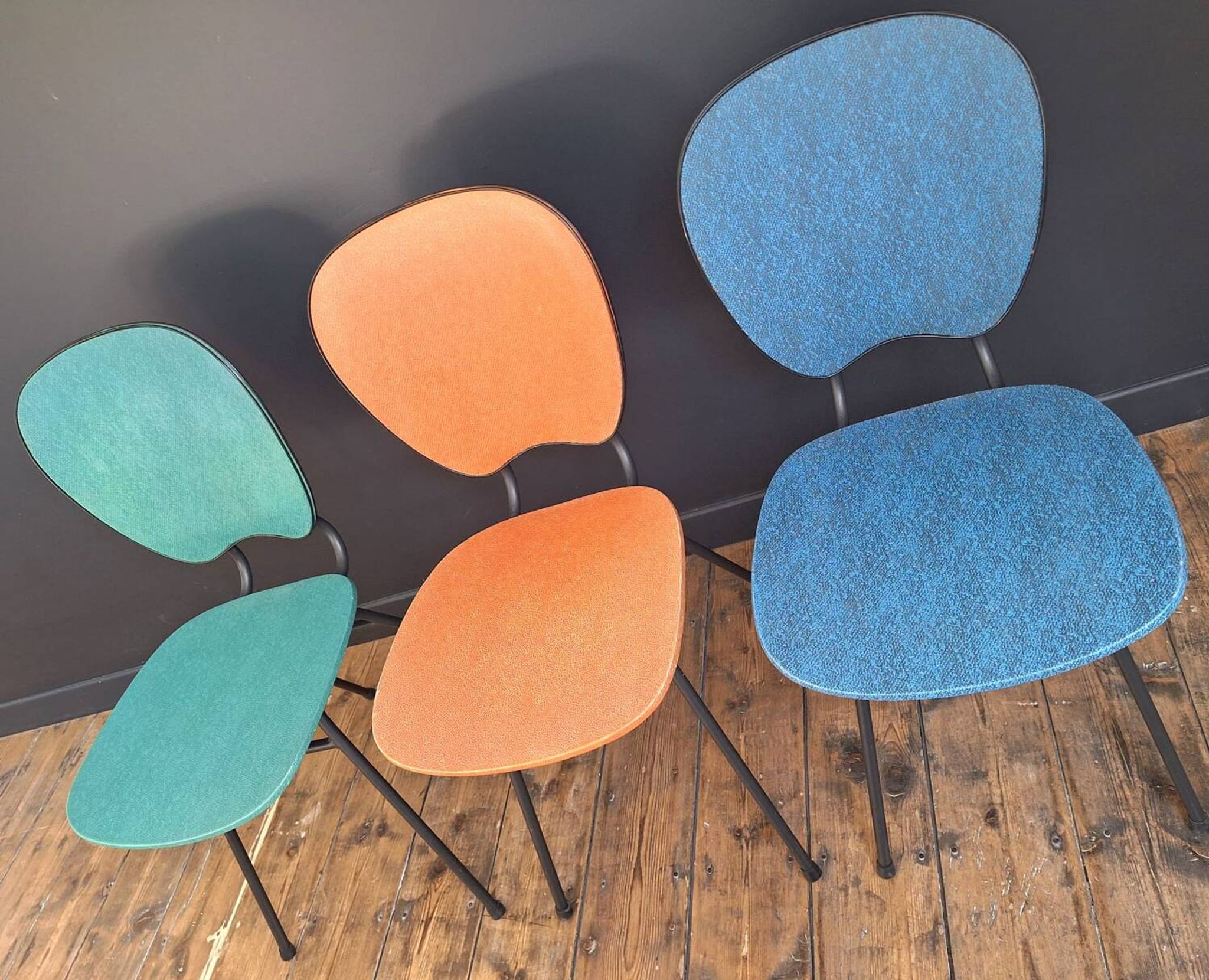 Trio of vintage chairs, antique designer seating furniture