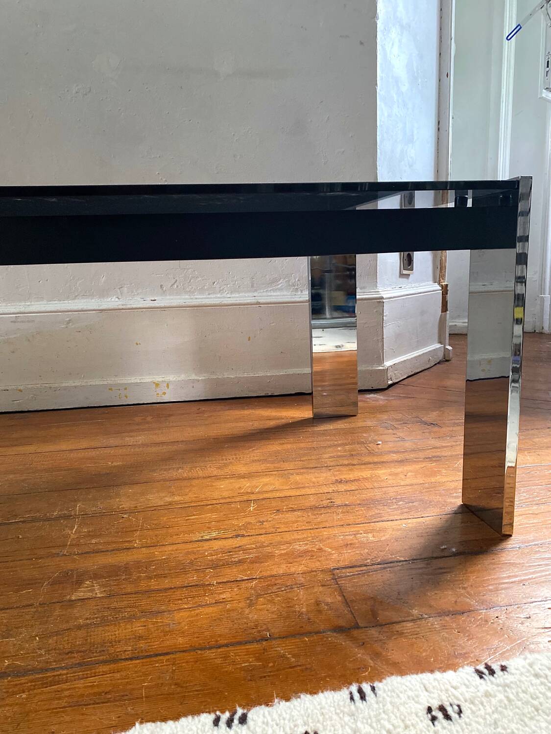 Italian rectangular coffee table in smoked glass vintage 1970