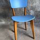 Pair of vintage bistro chairs in wood and light blue vinyl