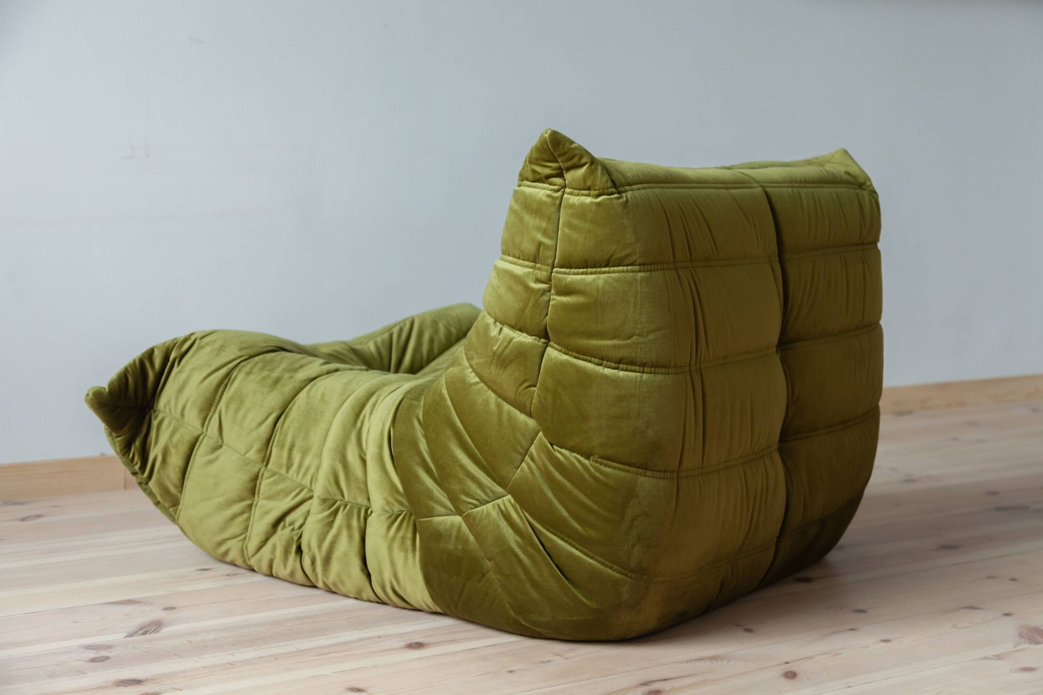 Togo set of corner armchair and  lounge in olive green velvet
