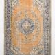 6x9 Pumpkin Orange Turkish Vintage Rug, 187x271 Cm