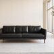 3-seater semi-aniline leather black sofa