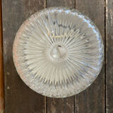 Vintage Black Metal Support + Moulded Glass Ceiling Light Fixture