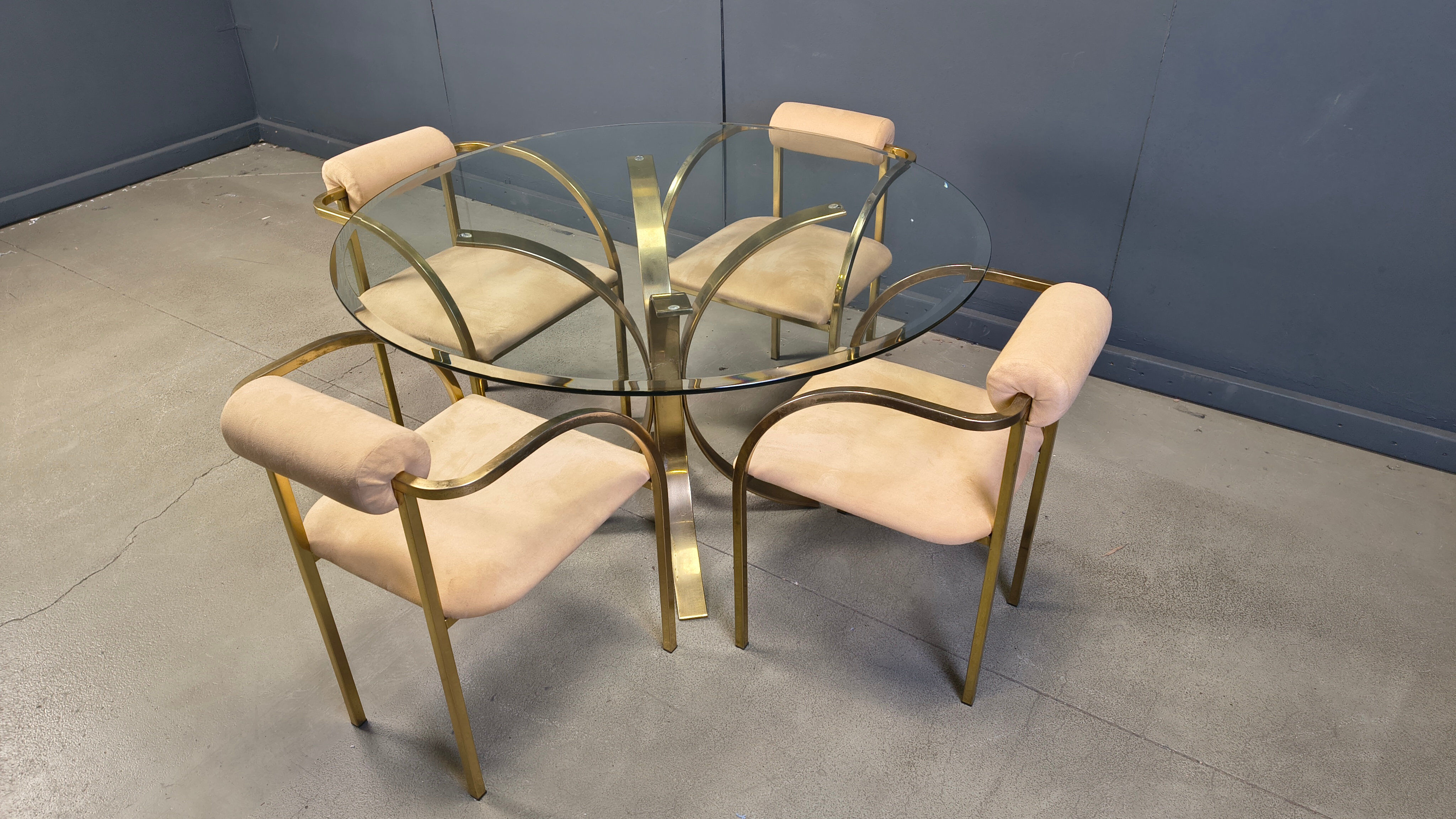 Vintage brass dining set by Belgochrom, 1970s