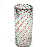 Ribbed Murano glass vase with half filigree decoration