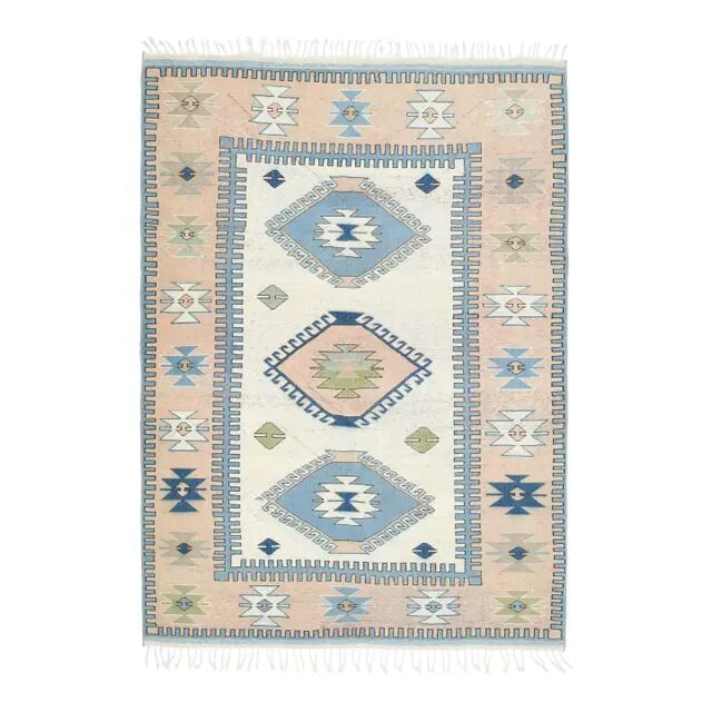1970s Vintage Turkish Oushak Handmade Wool Cotton Beige Area Rug 185x259