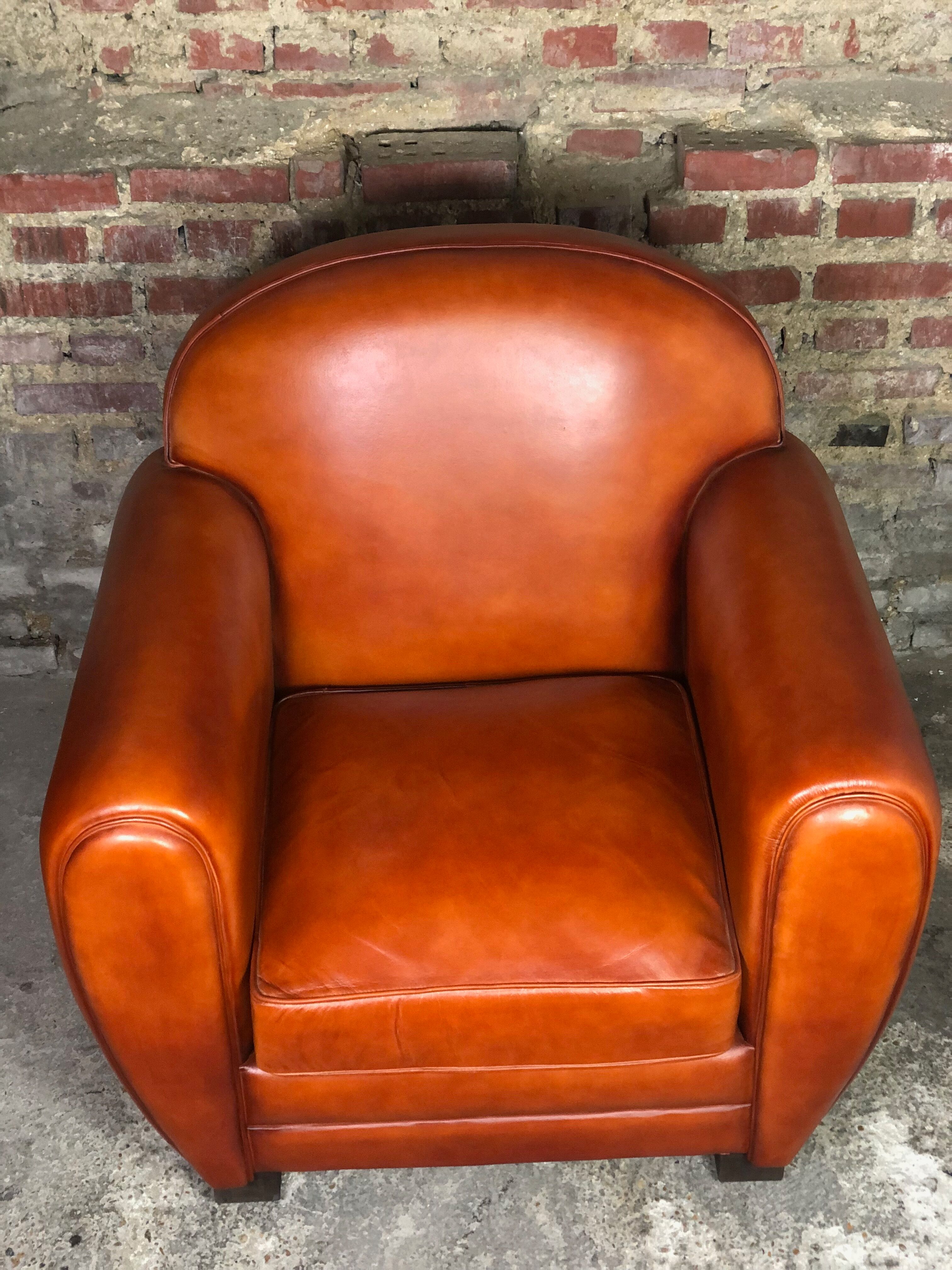 Vintage club armchair in camel leather